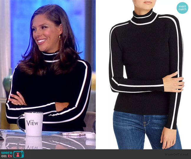 Milly Racer Stripe Ribbed-Knit Top worn by Abby Huntsman on The View
