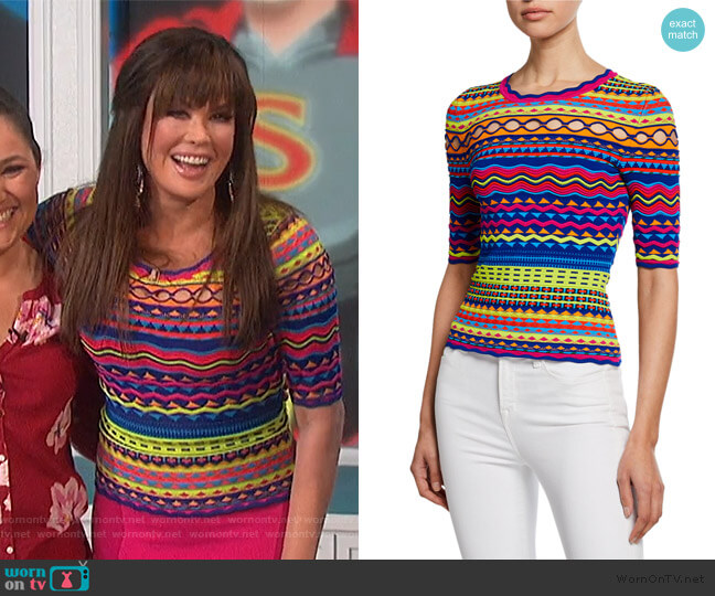 Milly Technicolor Textured Crewneck Pullover worn by Marie Osmond on The Talk