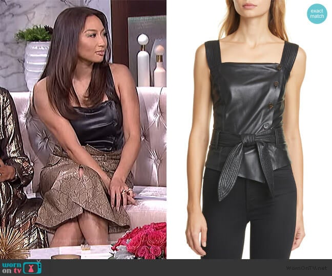 Nanushka Asya Vegan Leather Top worn by Jeannie Mai on The Real