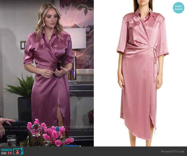 Nanushka Lais Dress in Rose worn by Summer Newman (Hunter King) on The Young and the Restless