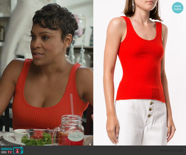 Nobody Denim Luxe Ribbed Tank Top worn by Angela (Carly Hughes
) on American Housewife