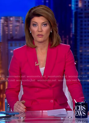 Norah’s pink blazer on CBS Evening News