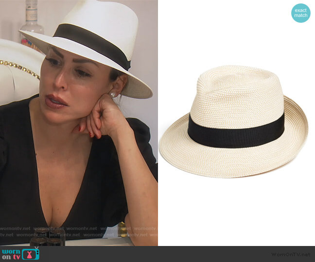 Eric Javits Packable Fedora Sun Hat worn by Kelly Dodd on The Real Housewives of Orange County
