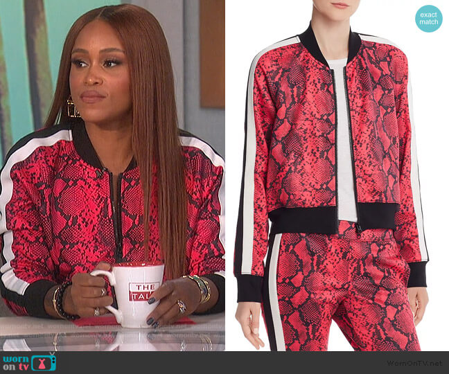 Pam & Gela Baby Boa Cropped Track Jacket worn by Eve on The Talk