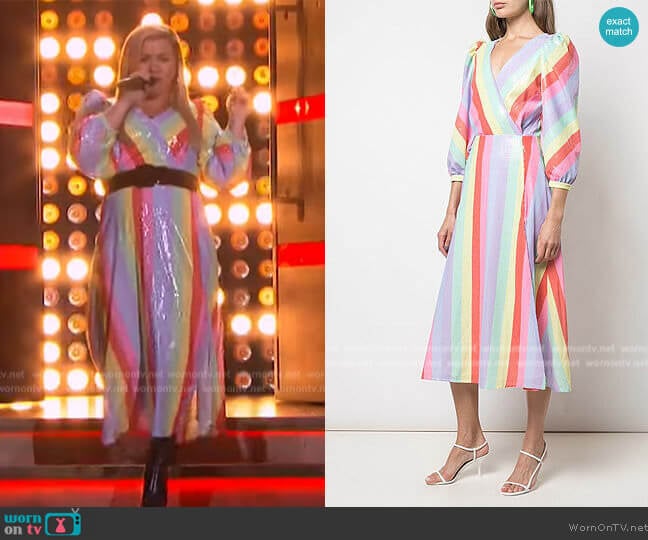 Olivia Rubin Pastel Stripe Dress worn by Kelly Clarkson on The Kelly Clarkson Show