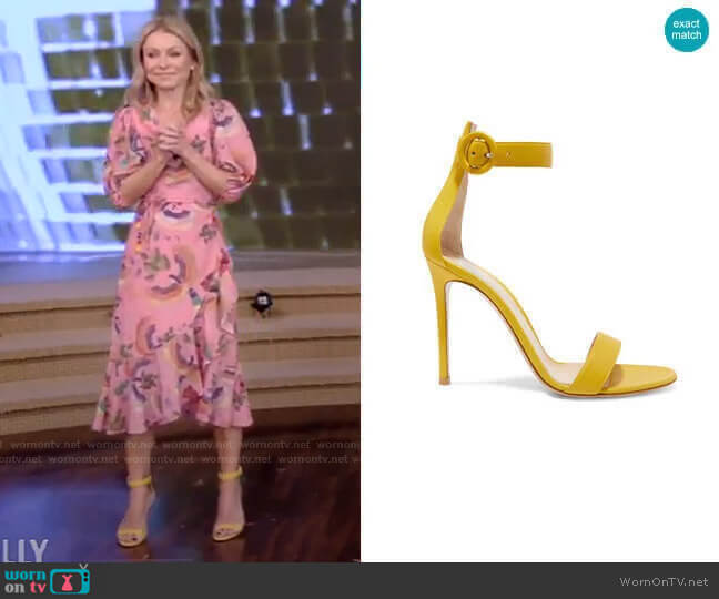 Gianvito Rossi Portofino Leather Sandals worn by Kelly Ripa on Live with Kelly and Mark