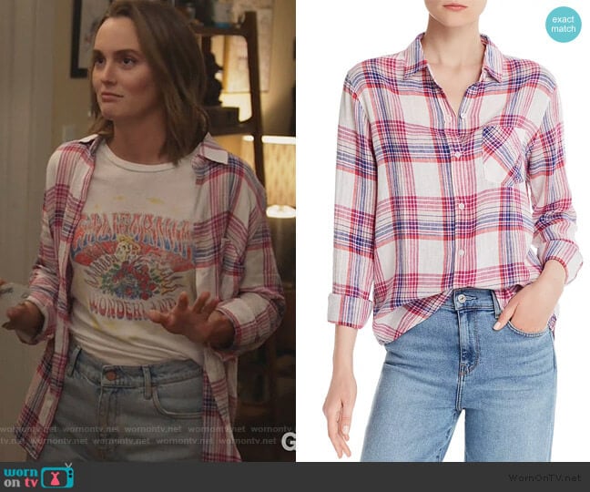 Rails Charli Plaid Shirt worn by Angie (Leighton Meester) on Single Parents