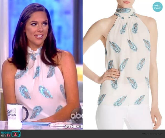 Ramy Brook Lori Feather-Print Top worn by Abby Huntsman on The View