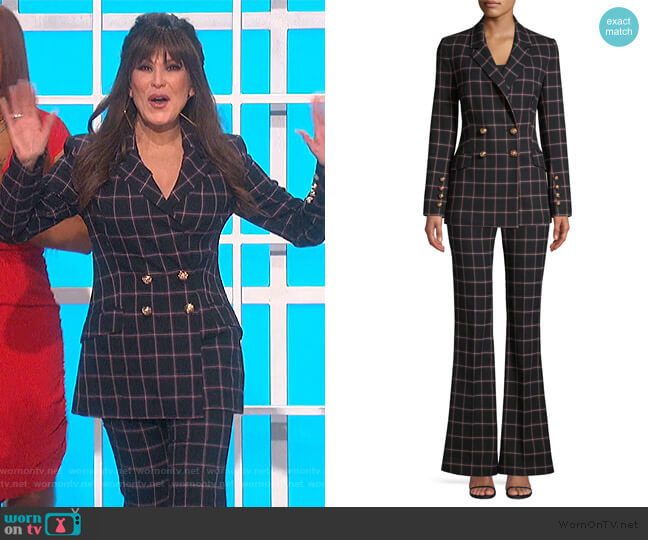 Rebecca Vallance Peta Plaid Double-Breasted Jacket worn by Marie Osmond on The Talk