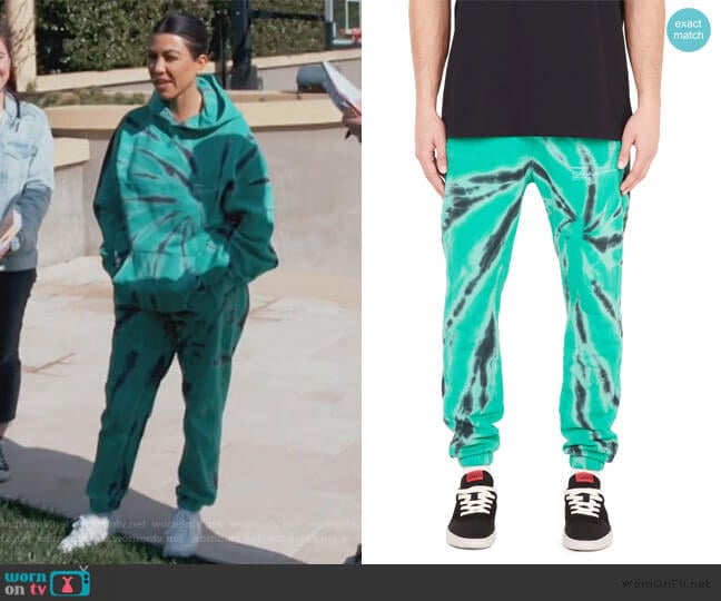 Represent XTC Sweatpants in Watermelon Green worn by Kourtney Kardashian on Keeping Up with the Kardashians