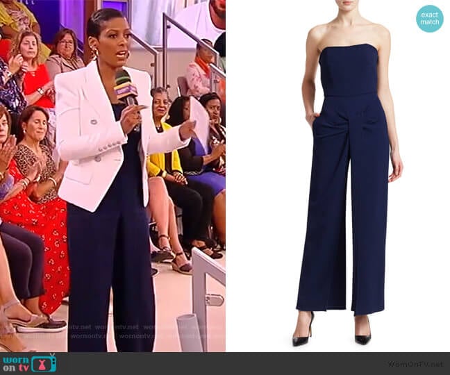 Roland Mouret Monaco Strapless Jumpsuit worn by Tamron Hall on Tamron Hall Show