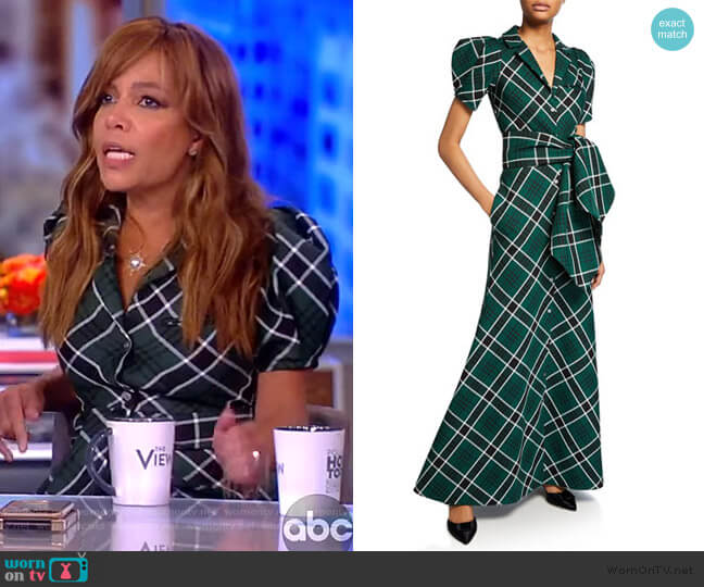 Rosie Assoulin Plaid Puff-Sleeve Shirtdress worn by Sunny Hostin on The View