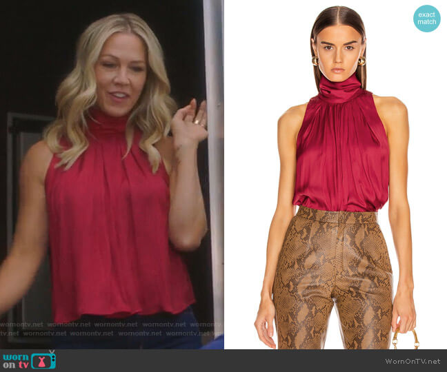 Smythe Sleeveless Turtleneck Blouse worn by Jennie Garth (Jennie Garth) on BH90210