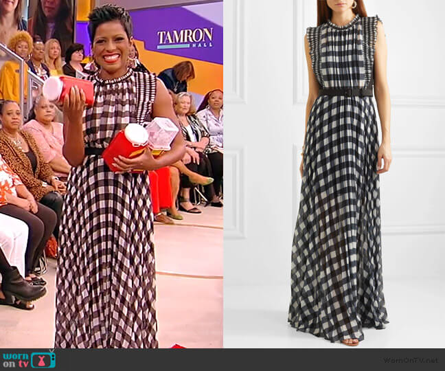 Self Portrait Belted Ruffled Gingham Maxi Dress worn by Tamron Hall on Tamron Hall Show