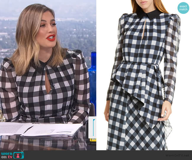 Self Portrait Gingham Asymmetrical Peplum Blouse worn by Carissa Loethen Culiner on E! News