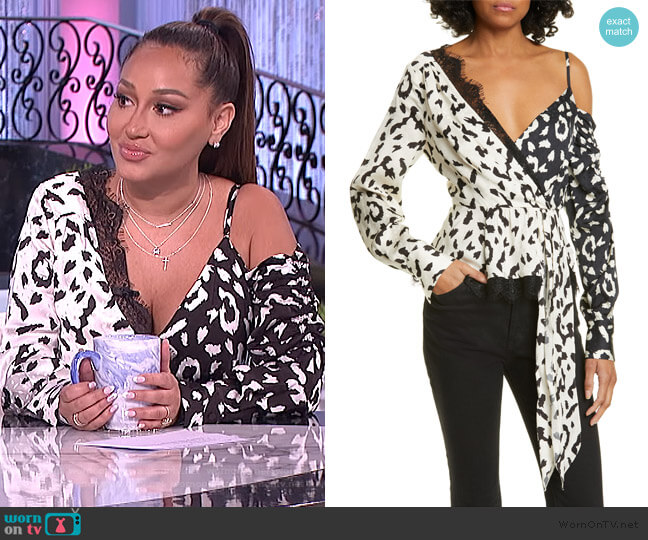 Self Portrait Leopard Print One-Shoulder Top worn by Adrienne Houghton on The Real