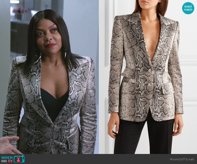Tom Ford Snake-Print Twill Blazer worn by Cookie Lyon (Taraji P. Henson) on Empire