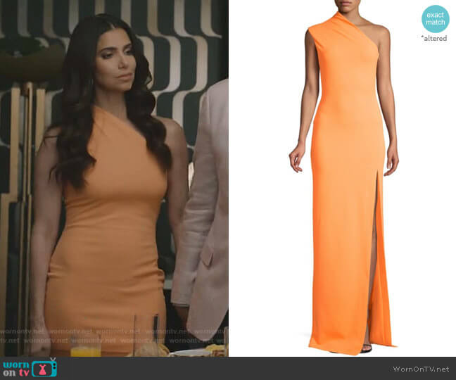 Solace London Averie One-Shoulder Gown worn by Gigi Mendoza (Roselyn Sánchez) on Grand Hotel