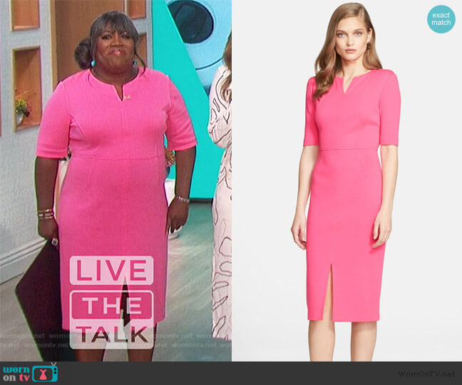 St. John Collection Milano Knit V-Neck Dress worn by Sheryl Underwood on The Talk