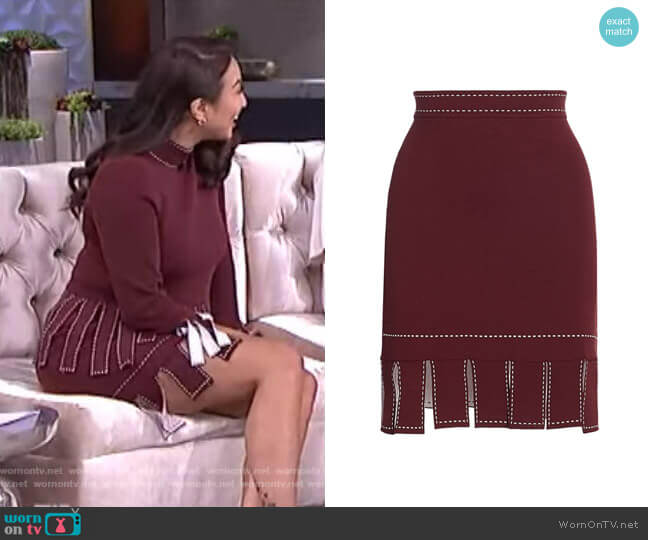 Staud Fawn Skirt worn by Jeannie Mai on The Real