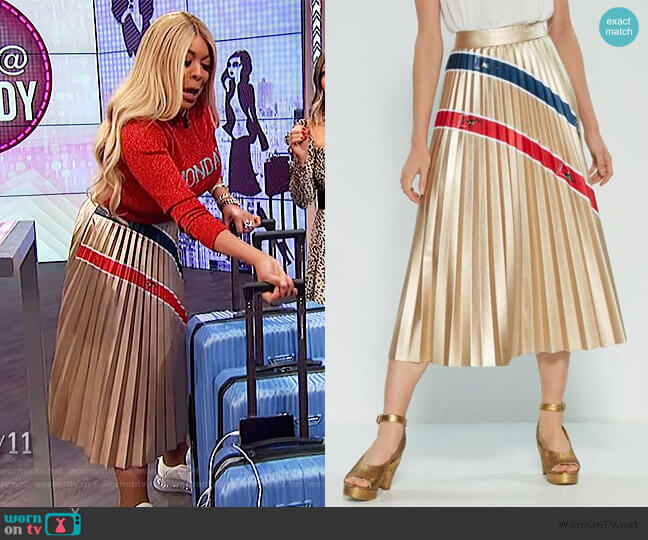 Stella Jean Metallic Stripe Skirt worn by Wendy Williams on The Wendy Williams Show