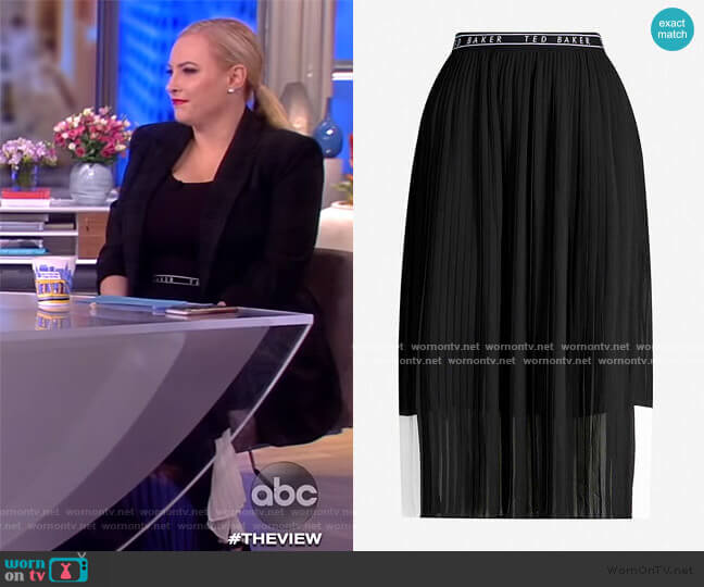 Ted Baker Colour-block pleated crepe skirt worn by Meghan McCain on The View