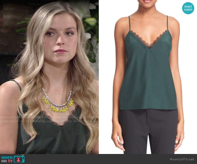 The Kooples Lace Trim Crêpe de Chine Camisole worn by Zoe Hardisty (Anna Grace Barlow) on The Young and the Restless