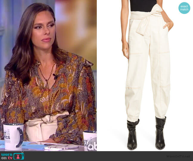 Ulla Johnson Storm Tie Waist Tapered Jeans worn by Abby Huntsman on The View