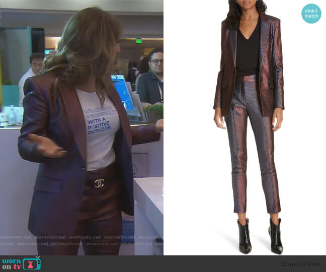 Veronica Beard Ashburn Metallic Blazer worn by Kelly Dodd on The Real Housewives of Orange County