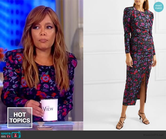Veronica Beard Selena floral-print stretch-silk midi dress worn by Sunny Hostin on The View