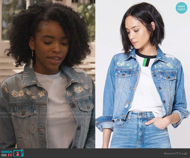 Veronica Beard x Kate Schelter Cara Jean Jacket worn by Zora Greenleaf (Lovie Simone) on Greenleaf