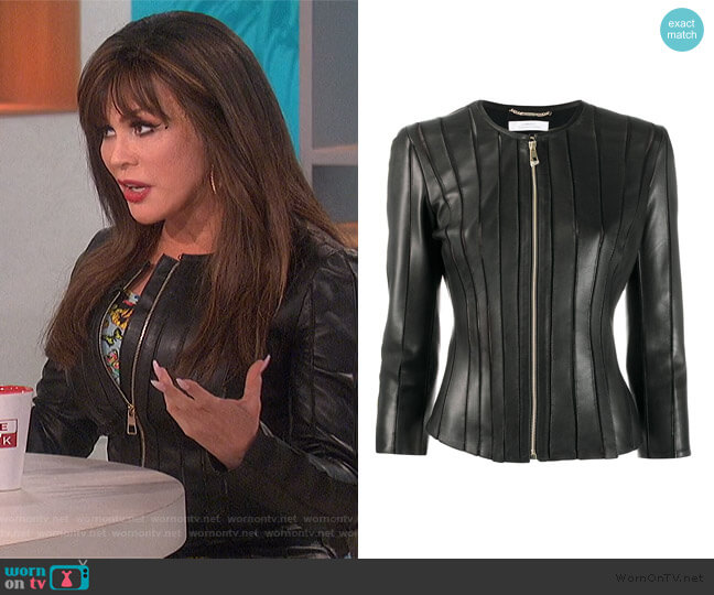Versace Stitched Panel Jacket worn by Marie Osmond on The Talk