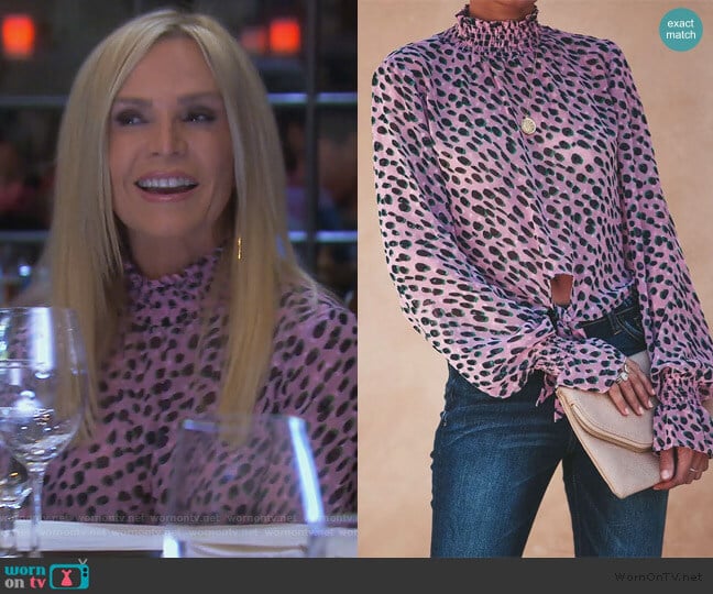Vici Leopard Spot Blouse worn by Tamra Judge on The Real Housewives of Orange County
