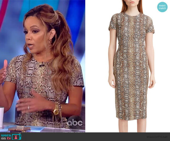 Victoria Beckham Snake Jacquard Sheath Dress worn by Sunny Hostin on The View