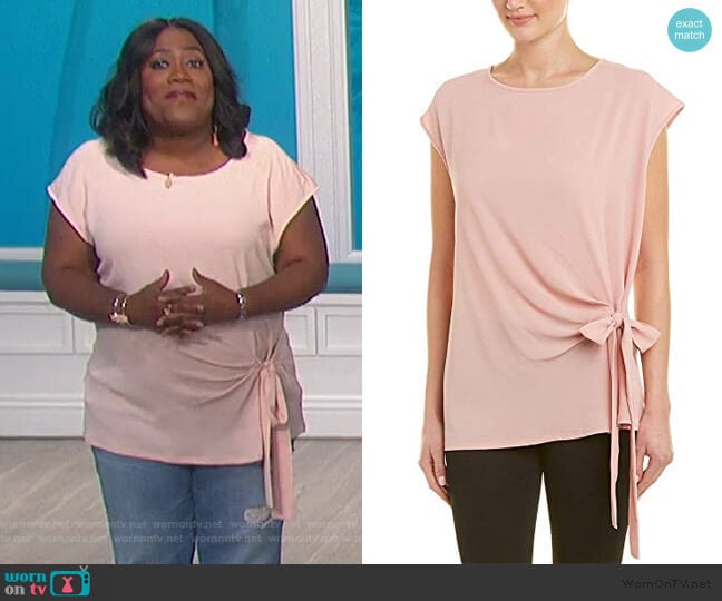 Vince Camuto Short Sleevve Tie Front Blouse worn by Sheryl Underwood on The Talk