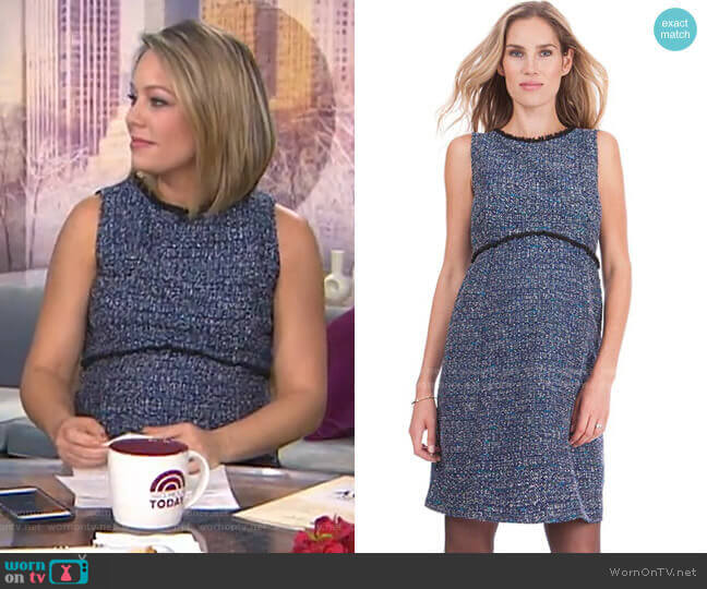 Seraphine Woven Boucle Maternity Shift Dress worn by Dylan Dreyer on Today