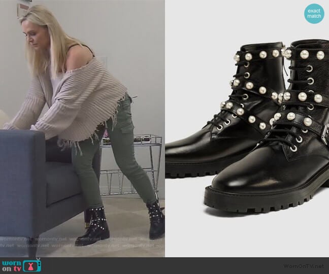 Zara Pearl Embellished Boots worn by Tamra Judge on The Real Housewives of Orange County