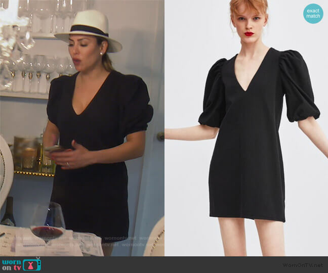 Zara Puff short sleeve Dress worn by Kelly Dodd on The Real Housewives of Orange County