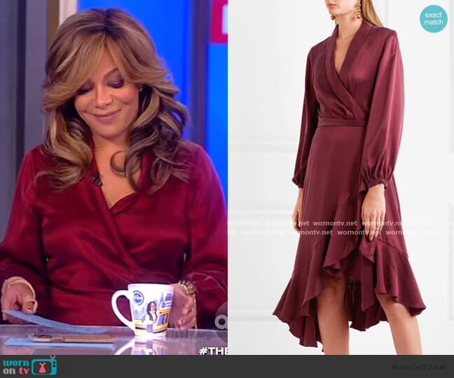 Zimmermann Asymmetric washed-silk wrap midi dress worn by Sunny Hostin on The View