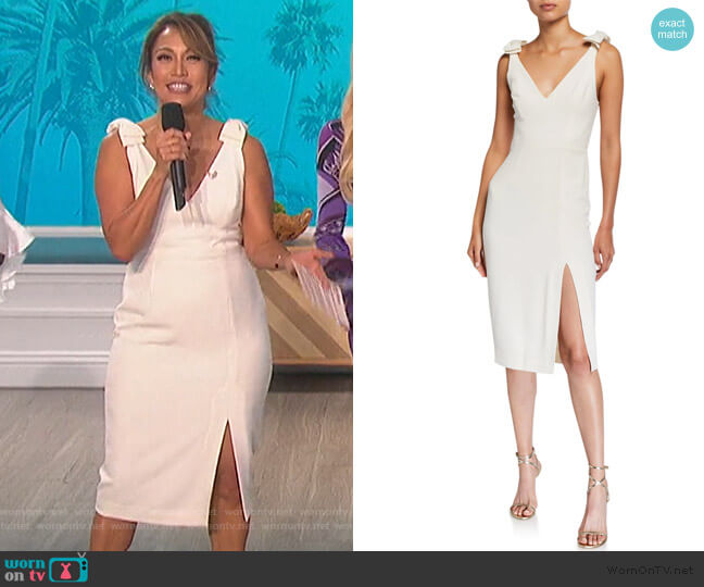 Zimmermann Espionage Sleeveless Bow Dress worn by Carrie Inaba on The Talk