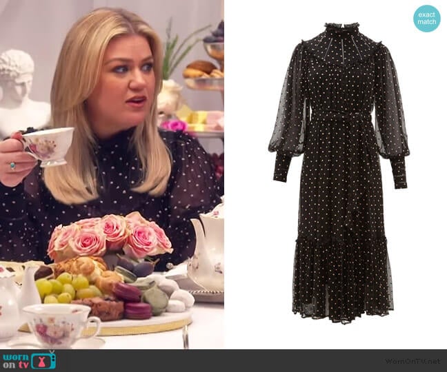Zimmermann Espionage Polka Dot Dress worn by Kelly Clarkson on The Kelly Clarkson Show