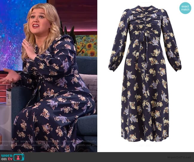 Zimmermann Sabotage Floral Dress worn by Kelly Clarkson on The Kelly Clarkson Show