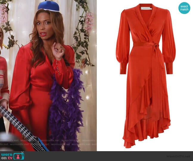 Zimmermann Wrap Dress worn by Poppy (Kimrie Lewis) on Single Parents