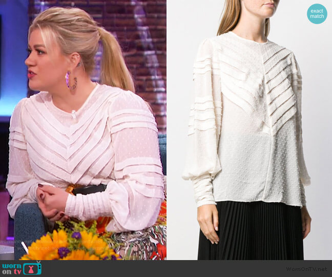 Zimmermann Embroidered Detail Blouse worn by Kelly Clarkson on The Kelly Clarkson Show