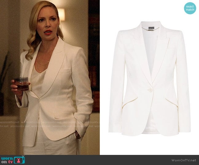 Alexander McQueen Grain de poudre wool blazer worn by Samantha Wheeler (Katherine Heigl) on Suits