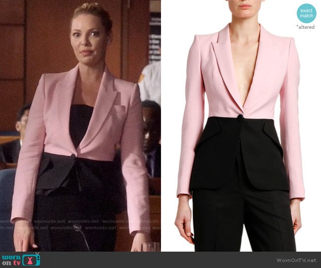 Alexander McQueen Bi-Color One-Button Jacket worn by Samantha Wheeler (Katherine Heigl) on Suits