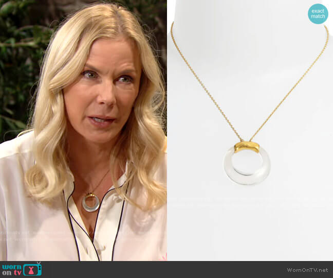 Lucite® Clear Open Circle Pendant Necklace Alexis Bittar worn by Brooke Logan (Katherine Kelly Lang) on The Bold and the Beautiful