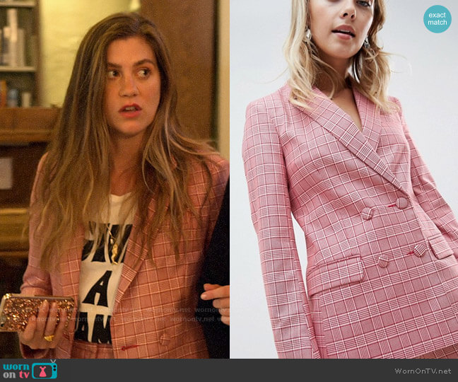 ASOS Design Tailored Double Breasted Blazer in Red Check worn by McAfee (Laura Dreyfuss) on The Politician