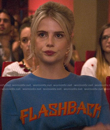 Astrid’s blue FLASHBACK sweater on The Politician