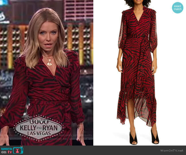 Ba&Sh Selena Wrap Midi Dress worn by Kelly Ripa on Live with Kelly and Mark